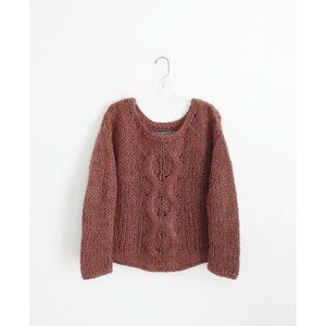 Raquel Allegra Muted Rose Pink Red Kid Mohair Cable Knit Sweater 2 Medium